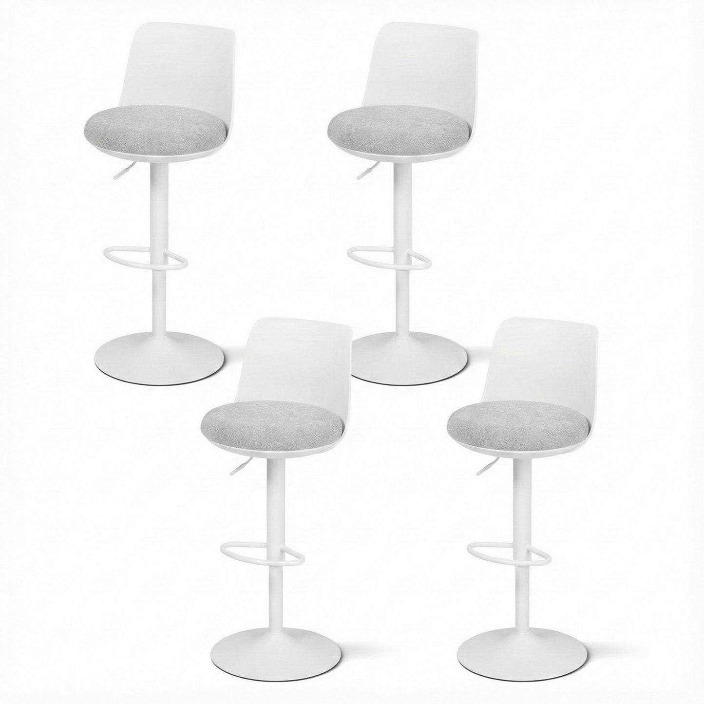 Artiss 4x Bar Stools Kitchen Swivel Gas Lift Counter Dining Chair Curved White BA-BB-8097C-WHX4