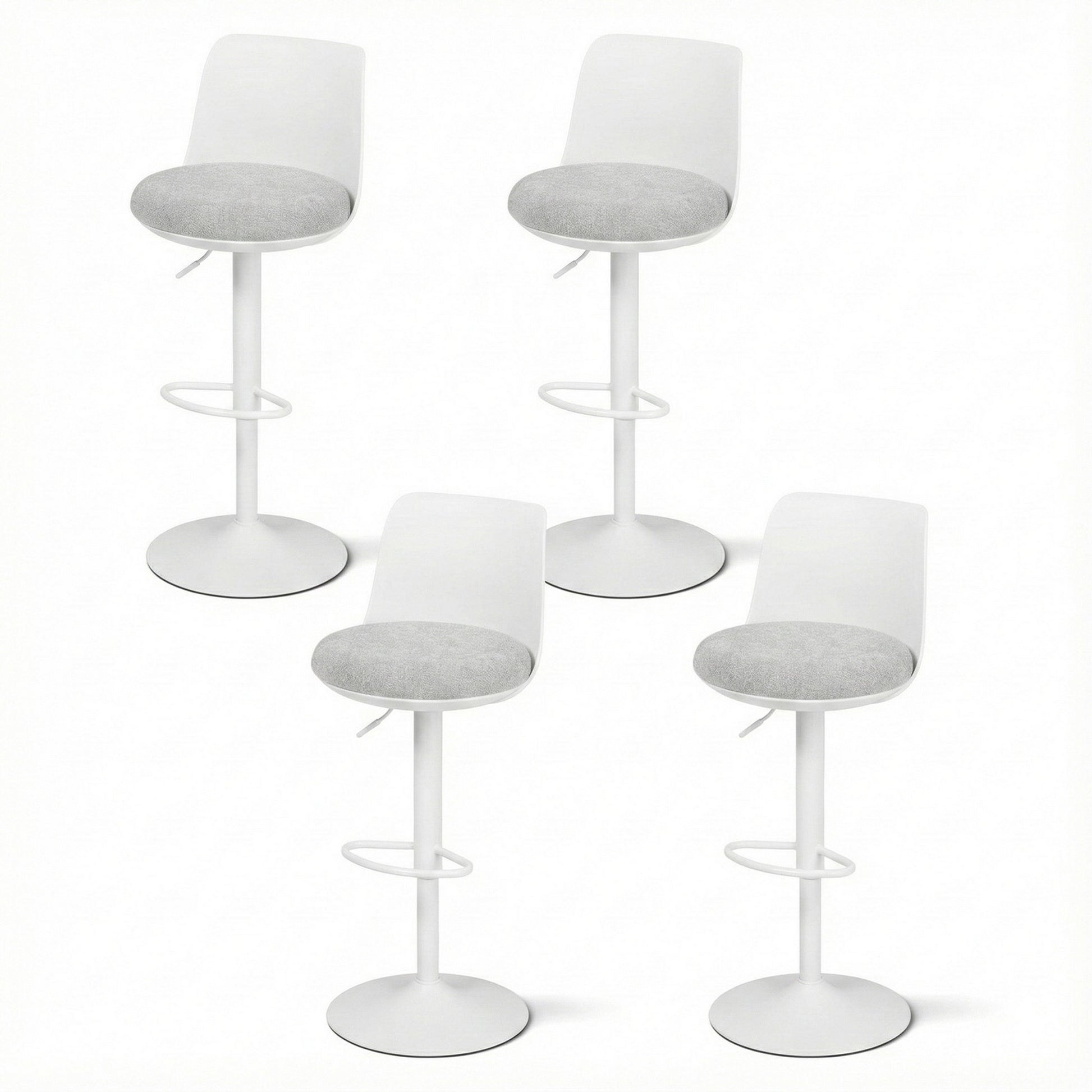 Artiss 4x Bar Stools Kitchen Swivel Gas Lift Counter Dining Chair Curved White BA-BB-8097C-WHX4