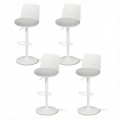 Artiss 4x Bar Stools Kitchen Swivel Gas Lift Counter Dining Chair Curved White BA-BB-8097C-WHX4