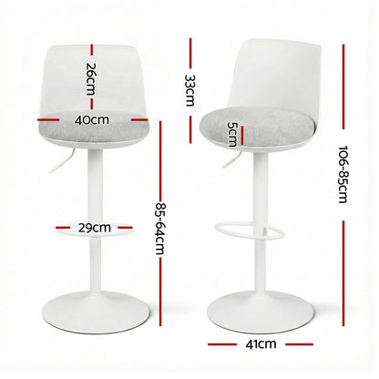 Artiss 4x Bar Stools Kitchen Swivel Gas Lift Counter Dining Chair Curved White BA-BB-8097C-WHX4