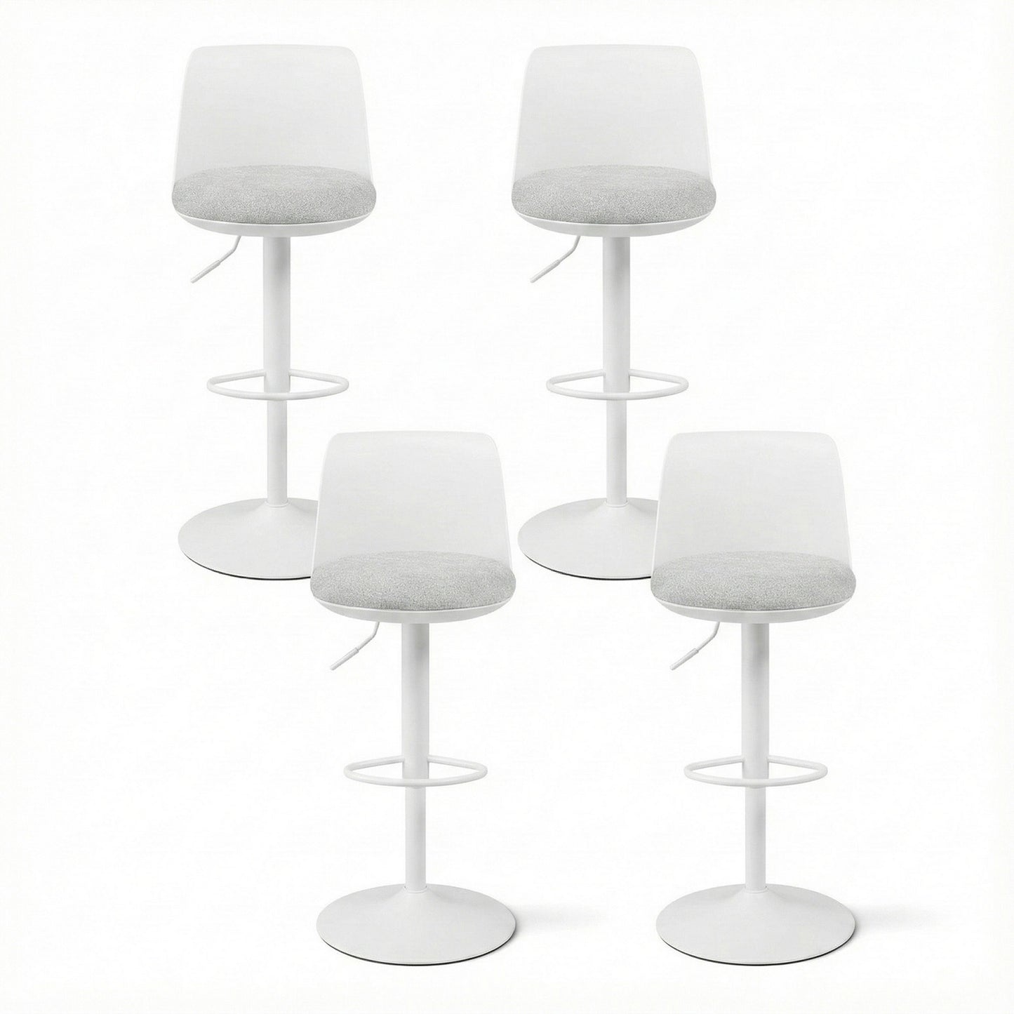 Artiss 4x Bar Stools Kitchen Swivel Gas Lift Counter Dining Chair Curved White BA-BB-8097C-WHX4