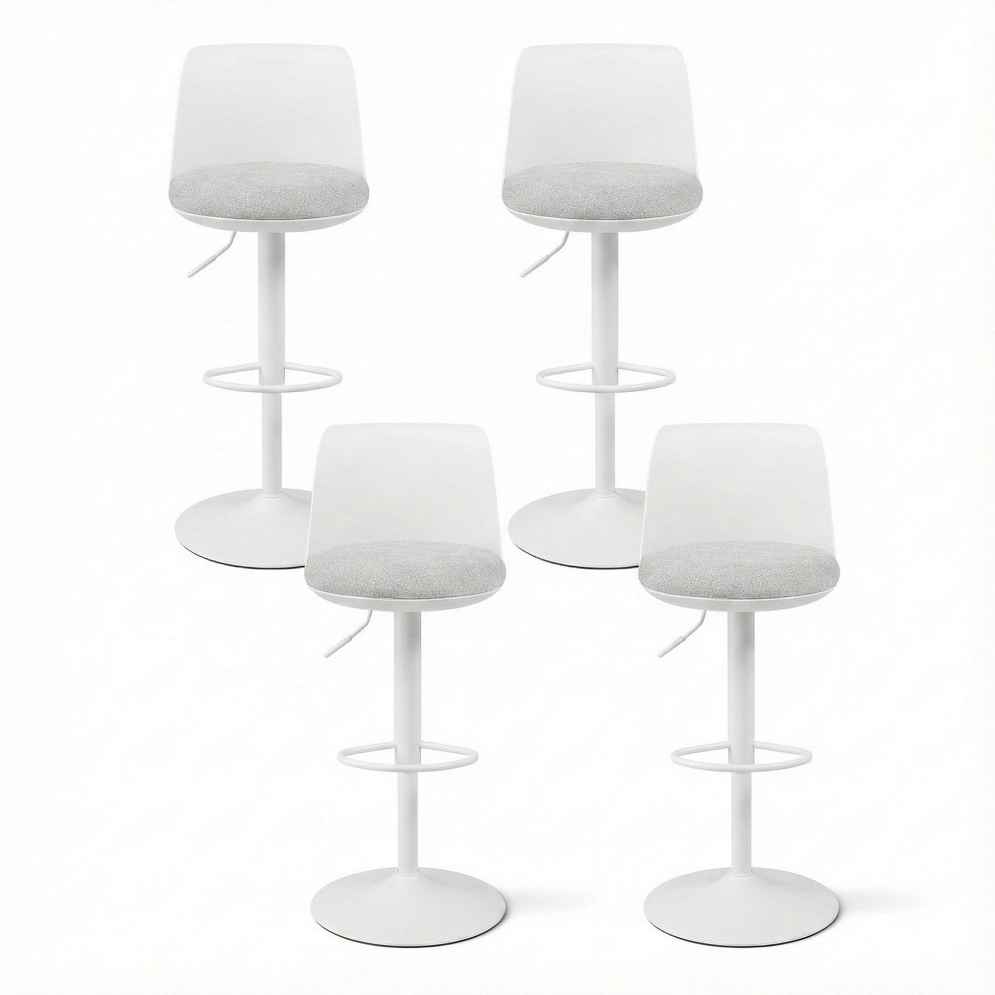 Artiss 4x Bar Stools Kitchen Swivel Gas Lift Counter Dining Chair Curved White BA-BB-8097C-WHX4