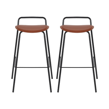 2x Artiss Bar Stools Kitchen Counter Stools Metal Brown BA-BB-9083T-BR