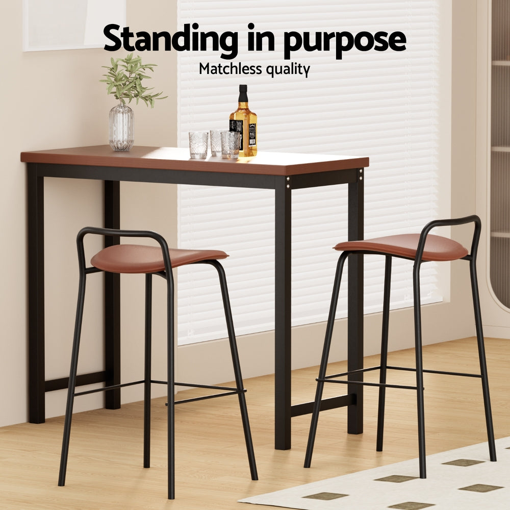 2x Artiss Bar Stools Kitchen Counter Stools Metal Brown BA-BB-9083T-BR