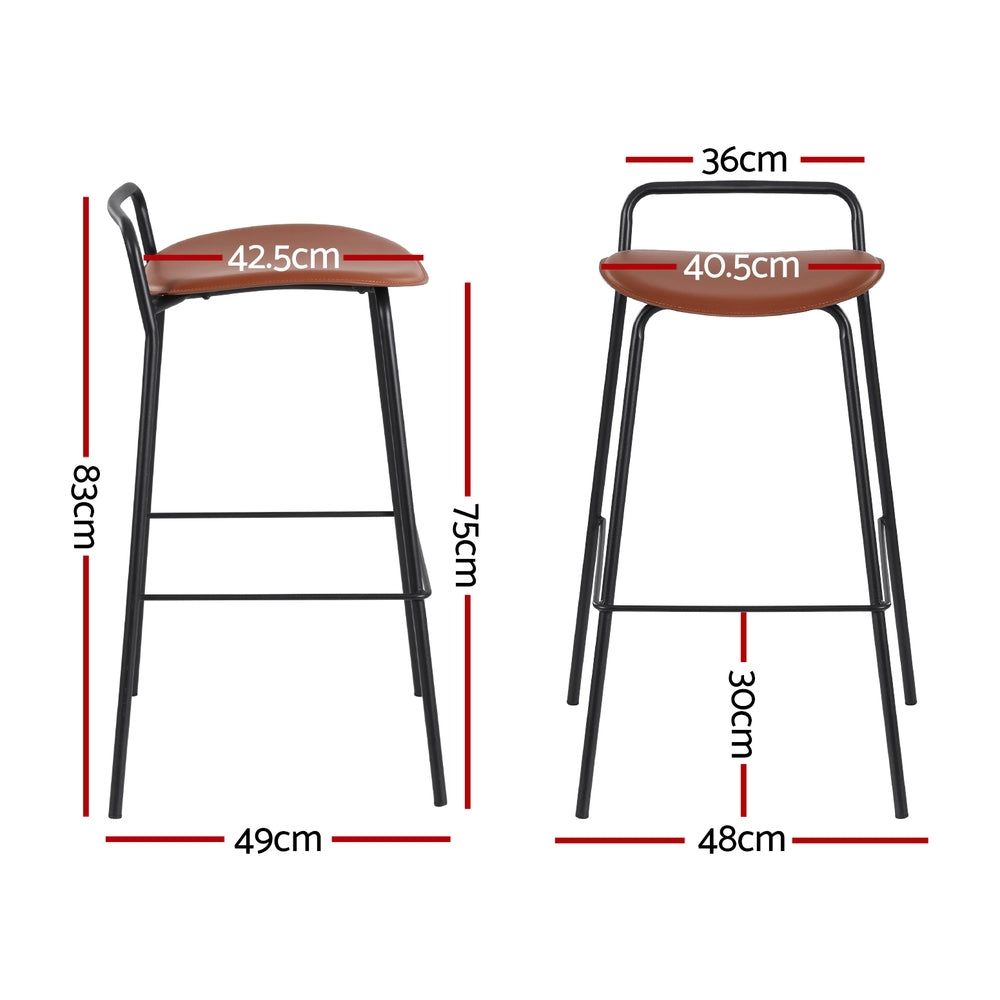 4x Artiss Bar Stools Kitchen Counter Dining Chair Metal Brown BA-BB-9083T-BRX4