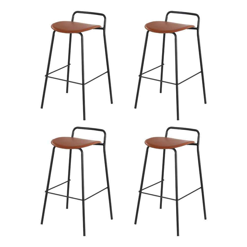 4x Artiss Bar Stools Kitchen Counter Dining Chair Metal Brown BA-BB-9083T-BRX4