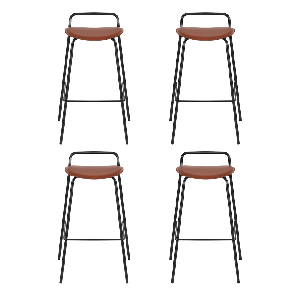 4x Artiss Bar Stools Kitchen Counter Dining Chair Metal Brown BA-BB-9083T-BRX4