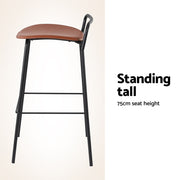4x Artiss Bar Stools Kitchen Counter Dining Chair Metal Brown BA-BB-9083T-BRX4