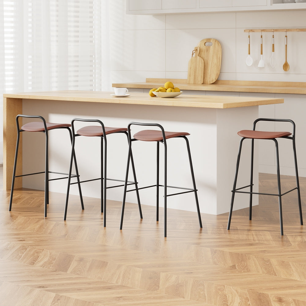 4x Artiss Bar Stools Kitchen Counter Dining Chair Metal Brown BA-BB-9083T-BRX4