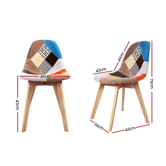 Artiss Dining Chairs Set of 2 Fabric Retro Replica DSW BA-BB-DSW-56FBX2