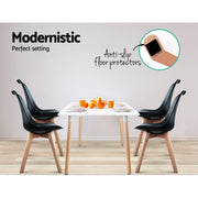 Artiss Dining Chairs Set of 4 Leather Plastic DSW Replica Wooden Black BA-BB-DSW-PU-BKX4