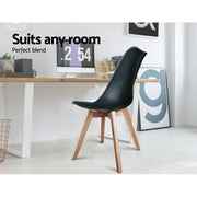 Artiss Dining Chairs Set of 4 Leather Plastic DSW Replica Wooden Black BA-BB-DSW-PU-BKX4