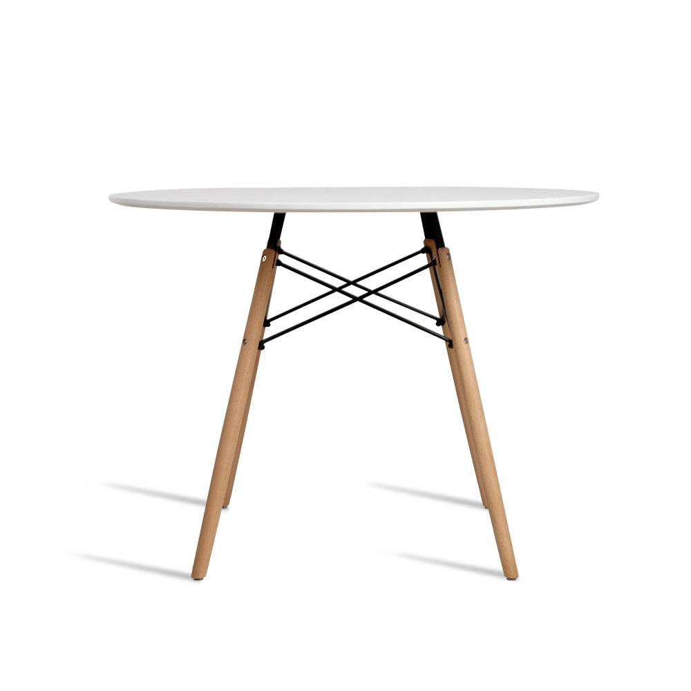 Artiss Dining Table Round White 4 Seater 100CM BA-BB-DSW-TAB100-WH