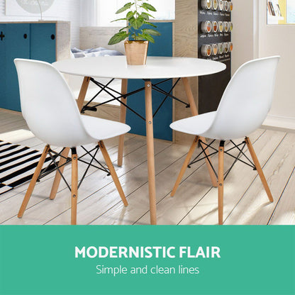 Artiss Dining Table Round White 4 Seater 100CM BA-BB-DSW-TAB100-WH