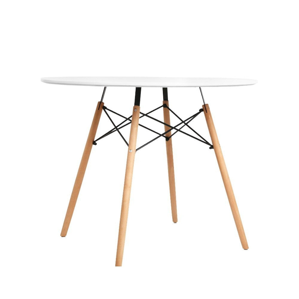 Artiss Dining Table Round White 4 Seater 90CM BA-BB-DSW-TAB90-WH