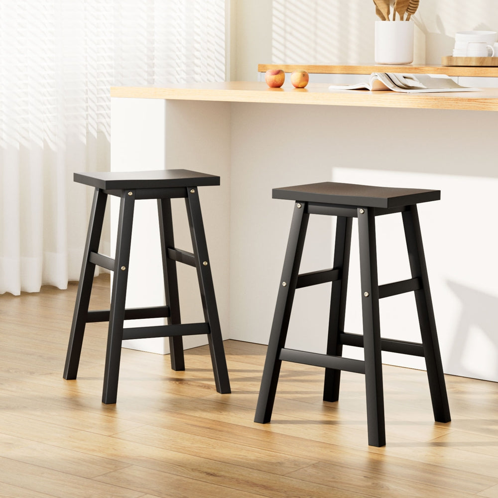 Artiss Bar Stools Kitchen Counter Stools Wooden Chairs Black x2 BA-G-7031-BKX2