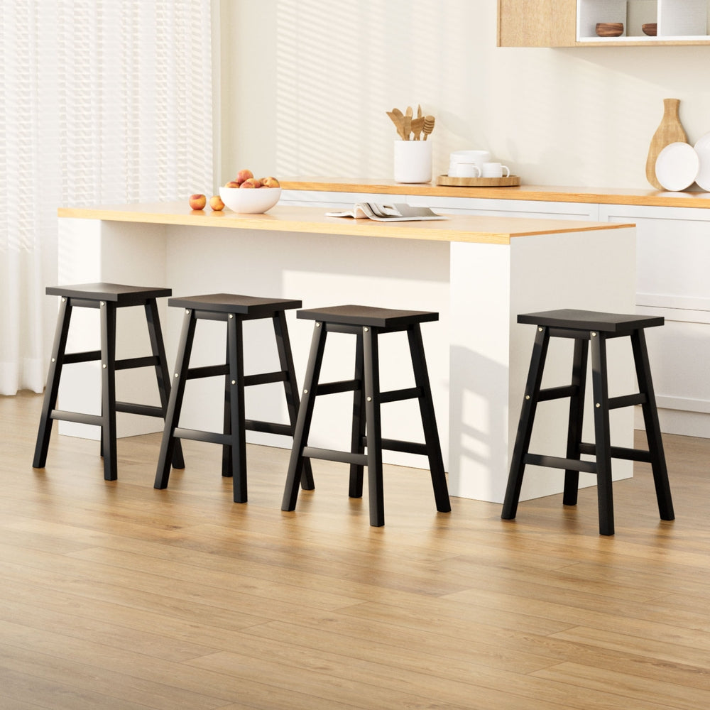 Artiss Bar Stools Kitchen Counter Stools Wooden Chairs Black x4 BA-G-7031-BKX4