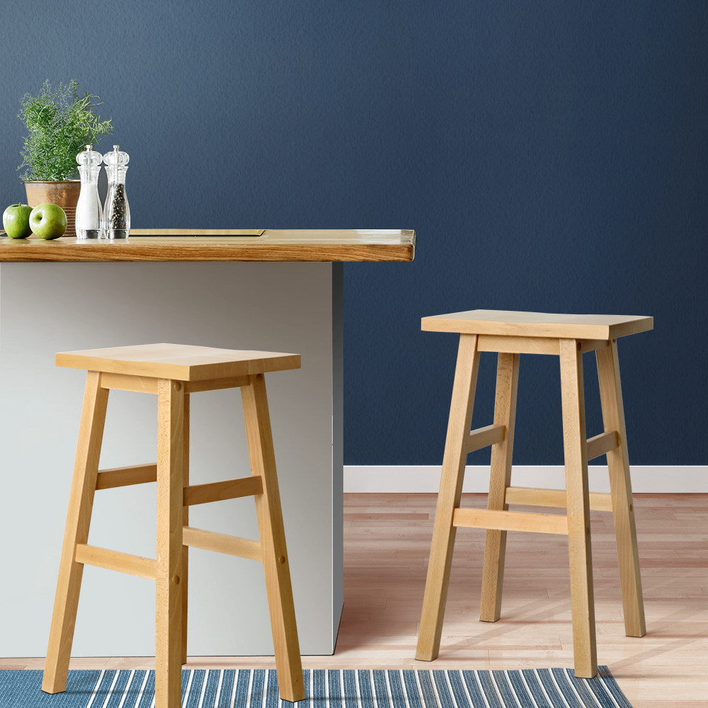 Artiss Bar Stools Kitchen Counter Stools Wooden Chairs Natural x2 BA-G-7031-NTX2