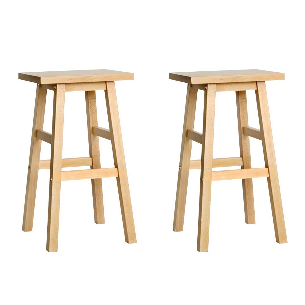Artiss Bar Stools Kitchen Counter Stools Wooden Chairs Natural x2 BA-G-7031-NTX2