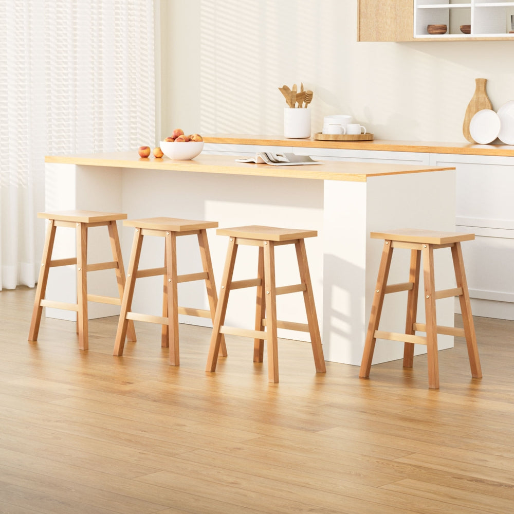 Artiss 4x Bar Stools Kitchen Chairs Wooden Nature BA-G-7031-NTX4