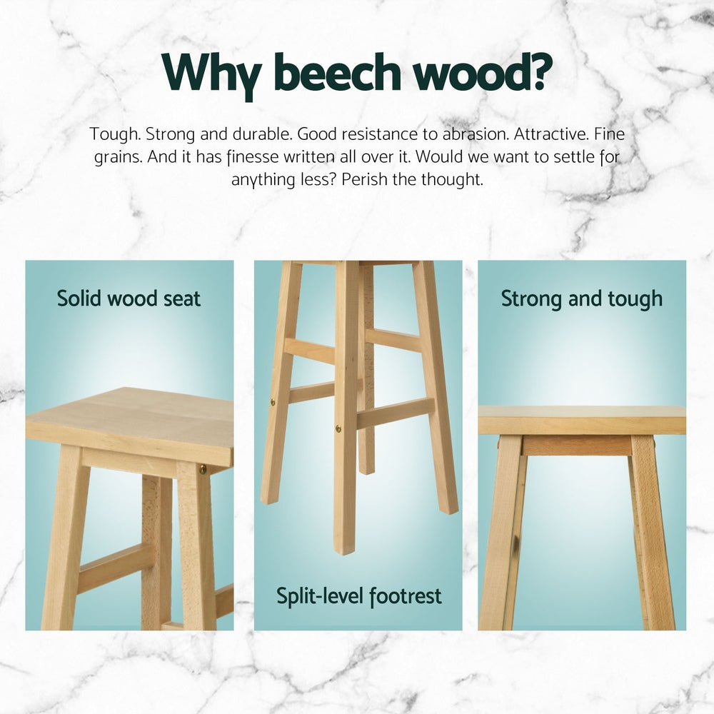 Artiss 4x Bar Stools Kitchen Chairs Wooden Nature BA-G-7031-NTX4