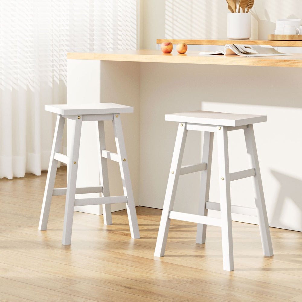 Artiss Bar Stools Kitchen Counter Stools Wooden Chairs White x2 BA-G-7031-WHX2