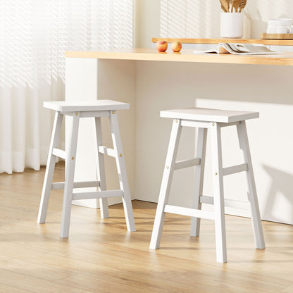 Artiss Bar Stools Kitchen Counter Stools Wooden Chairs White x2 BA-G-7031-WHX2