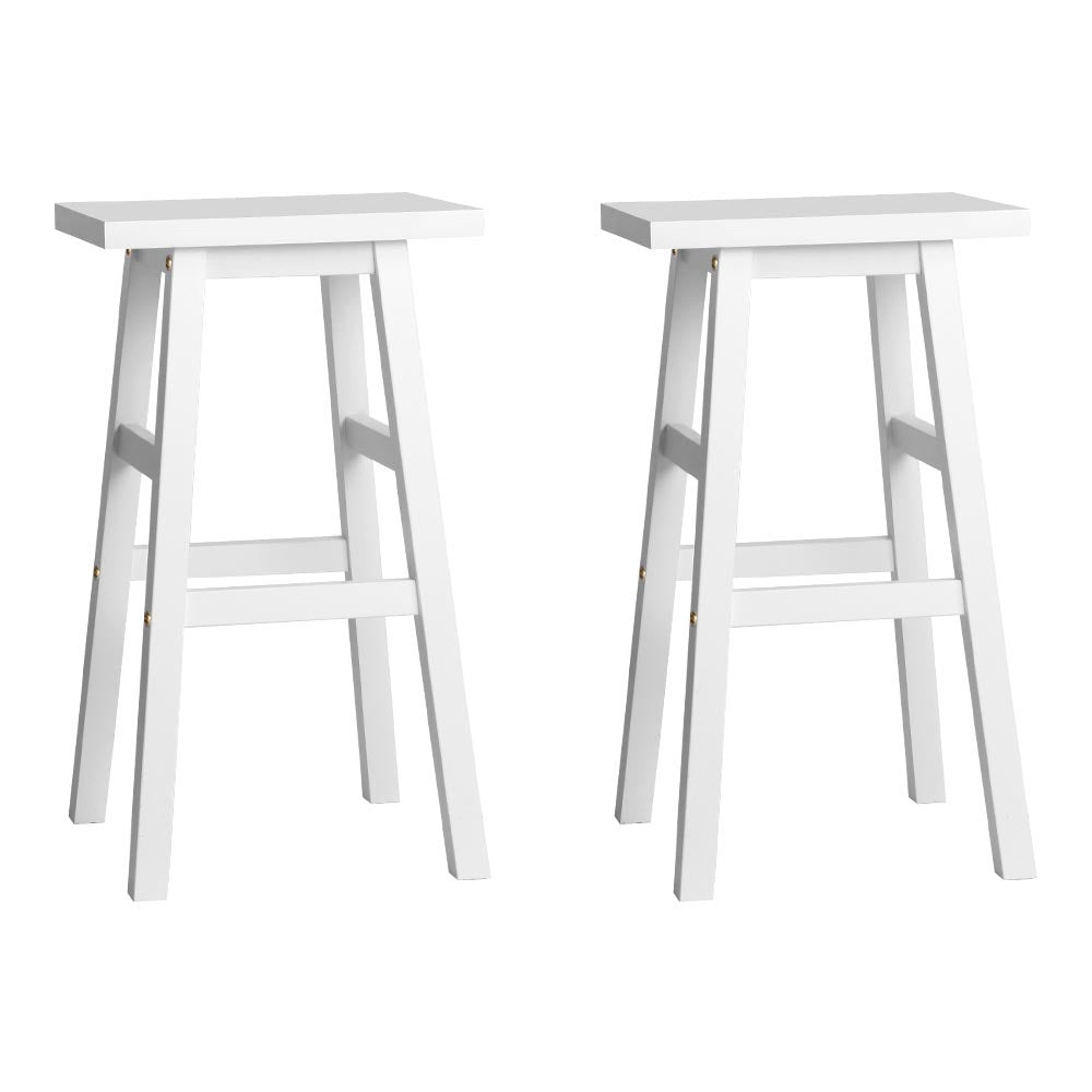 Artiss Bar Stools Kitchen Counter Stools Wooden Chairs White x2 BA-G-7031-WHX2