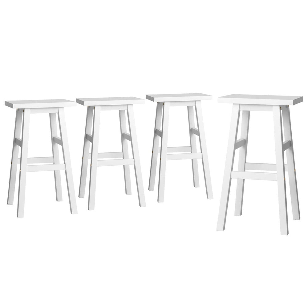 Artiss 4x Bar Stools Kitchen Chairs Wooden White BA-G-7031-WHX4
