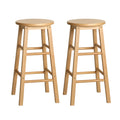 Artiss 2x Bar Stools Round Chairs Wooden Nature BA-G-7033-NTX2