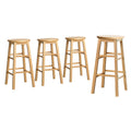 Artiss 4x Bar Stools Round Chairs Wooden Nature BA-G-7033-NTX4