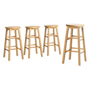 Artiss 4x Bar Stools Round Chairs Wooden Nature BA-G-7033-NTX4