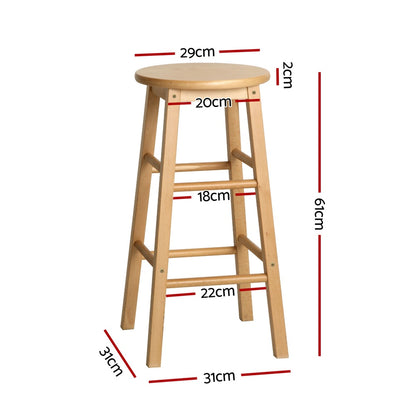 Artiss 4x Bar Stools Round Chairs Wooden Nature BA-G-7033-NTX4