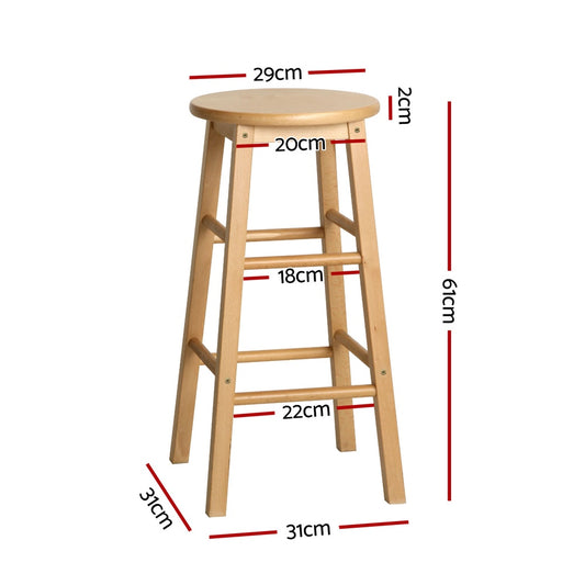 Artiss 4x Bar Stools Round Chairs Wooden Nature BA-G-7033-NTX4