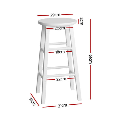 Artiss 4x Bar Stools Round Chairs Wooden White BA-G-7033-WHX4