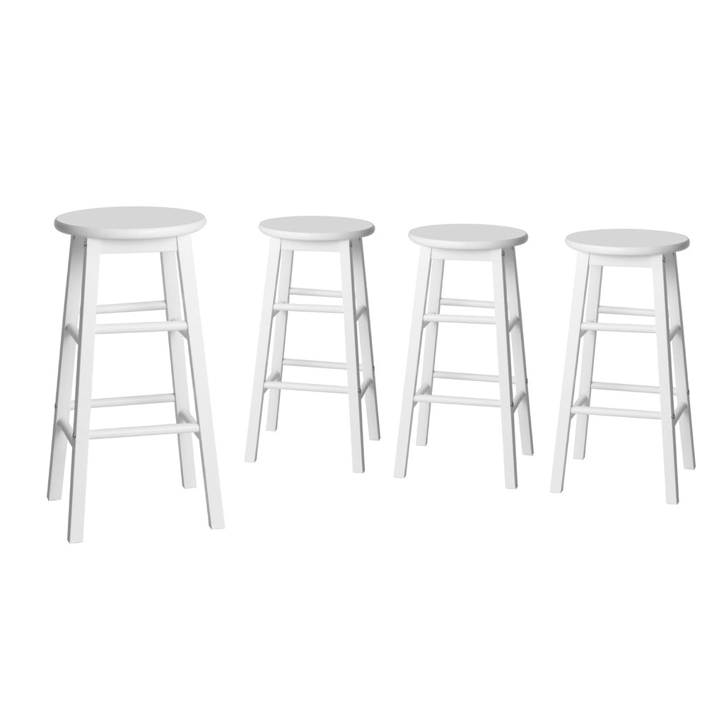 Artiss 4x Bar Stools Round Chairs Wooden White BA-G-7033-WHX4