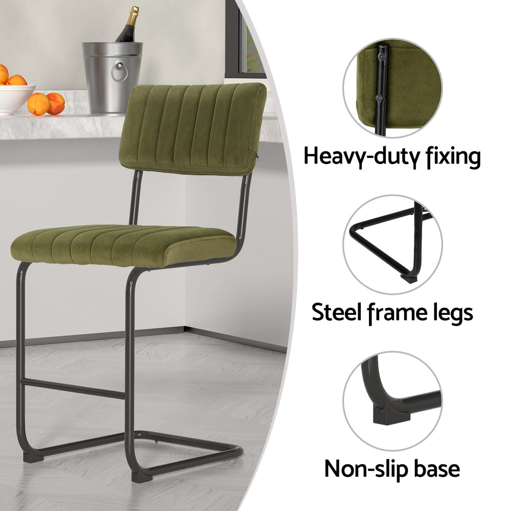 Artiss 2x Bar Stools Velvet Chairs Green BA-HY-005-GNX2