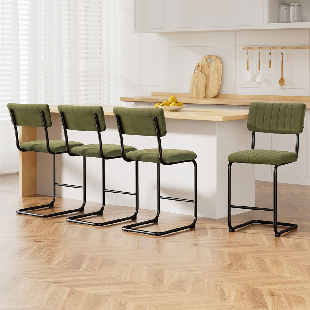 Artiss 4x Bar Stools Velvet Chairs Green BA-HY-005-GNX4
