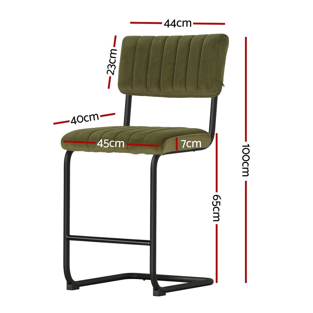 Artiss 4x Bar Stools Velvet Chairs Green BA-HY-005-GNX4