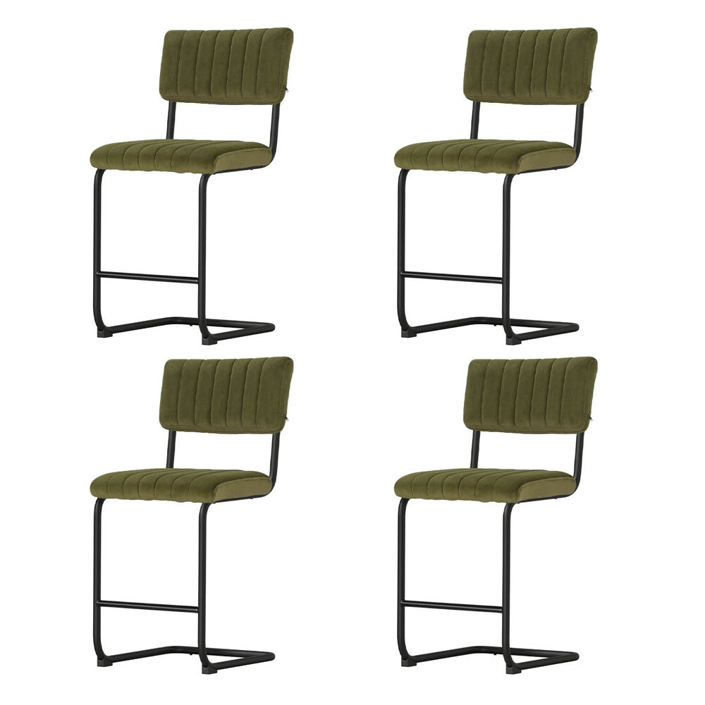 Artiss 4x Bar Stools Velvet Chairs Green BA-HY-005-GNX4
