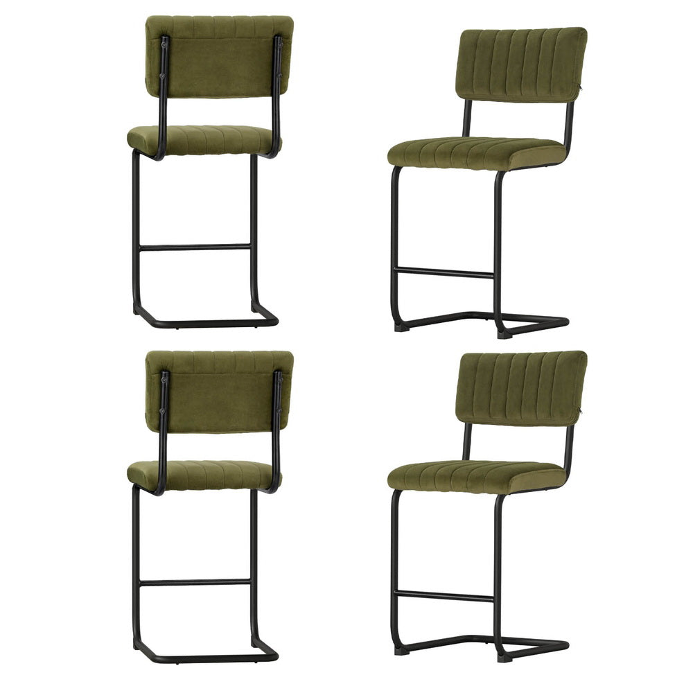 Artiss 4x Bar Stools Velvet Chairs Green BA-HY-005-GNX4