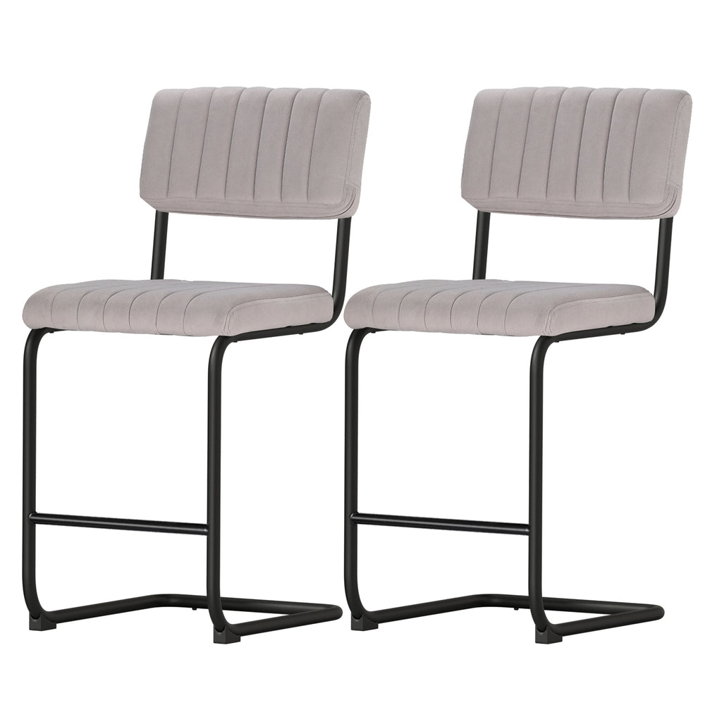 Artiss 2x Bar Stools Velvet Chairs BA-HY-005-GYX2