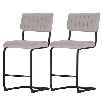 Artiss 2x Bar Stools Velvet Chairs BA-HY-005-GYX2