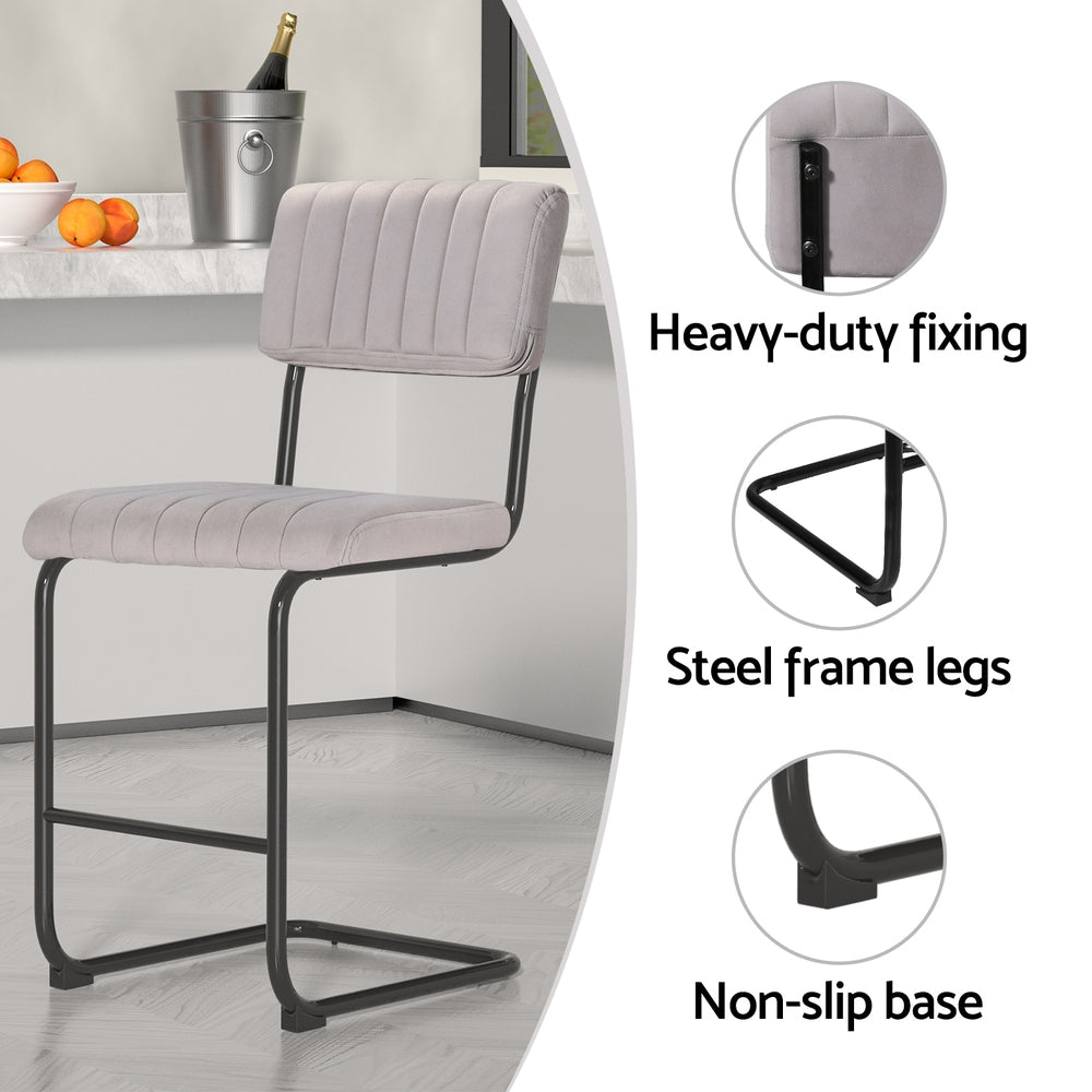 Artiss 2x Bar Stools Velvet Chairs BA-HY-005-GYX2