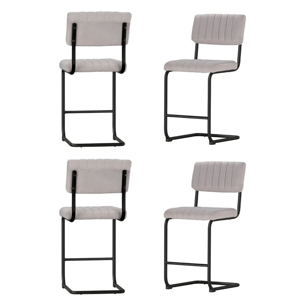Artiss 4x Bar Stools Velvet Chairs Grey BA-HY-005-GYX4