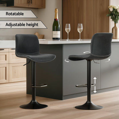 Artiss 2x Bar Stools Kitchen Swivel Bar Stool Gas Lift Chairs Barstools Black BA-HY-9068-BKX2