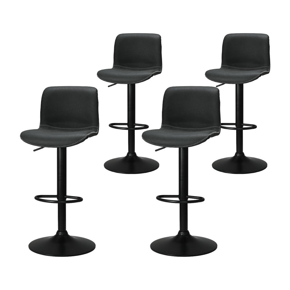 Artiss 4x Bar Stools Kitchen Swivel Gas Lift Chairs Black BA-HY-9068-BKX4
