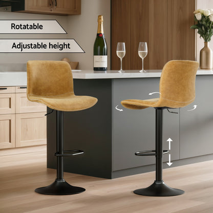 Artiss 2x Bar Stools Kitchen Swivel Bar Stool Gas Lift Chairs Barstools Brown BA-HY-9068-BRX2