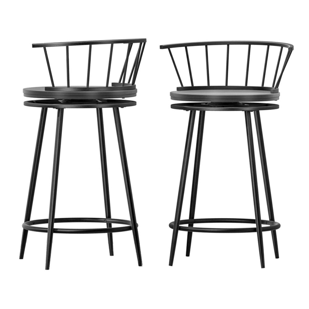 Artiss 2x Bar Stools Swivel Metal Chairs BA-J-8138-BKX2