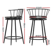 Artiss 2x Bar Stools Swivel Metal Chairs BA-J-8138-BKX2